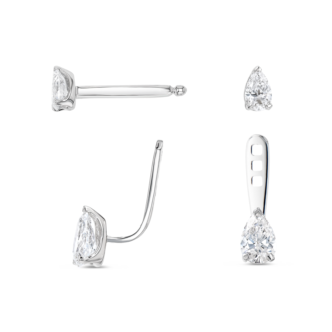 Pear Shaped Lab-Grown Diamond Slider Earrings White Gold