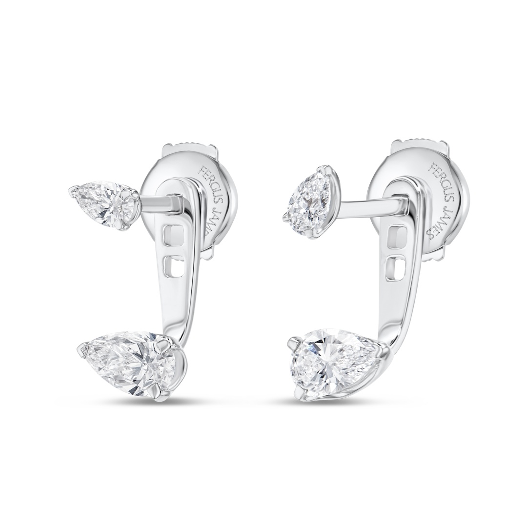 Angled Pear Shaped Lab-Grown Diamond Slider Earrings White Gold