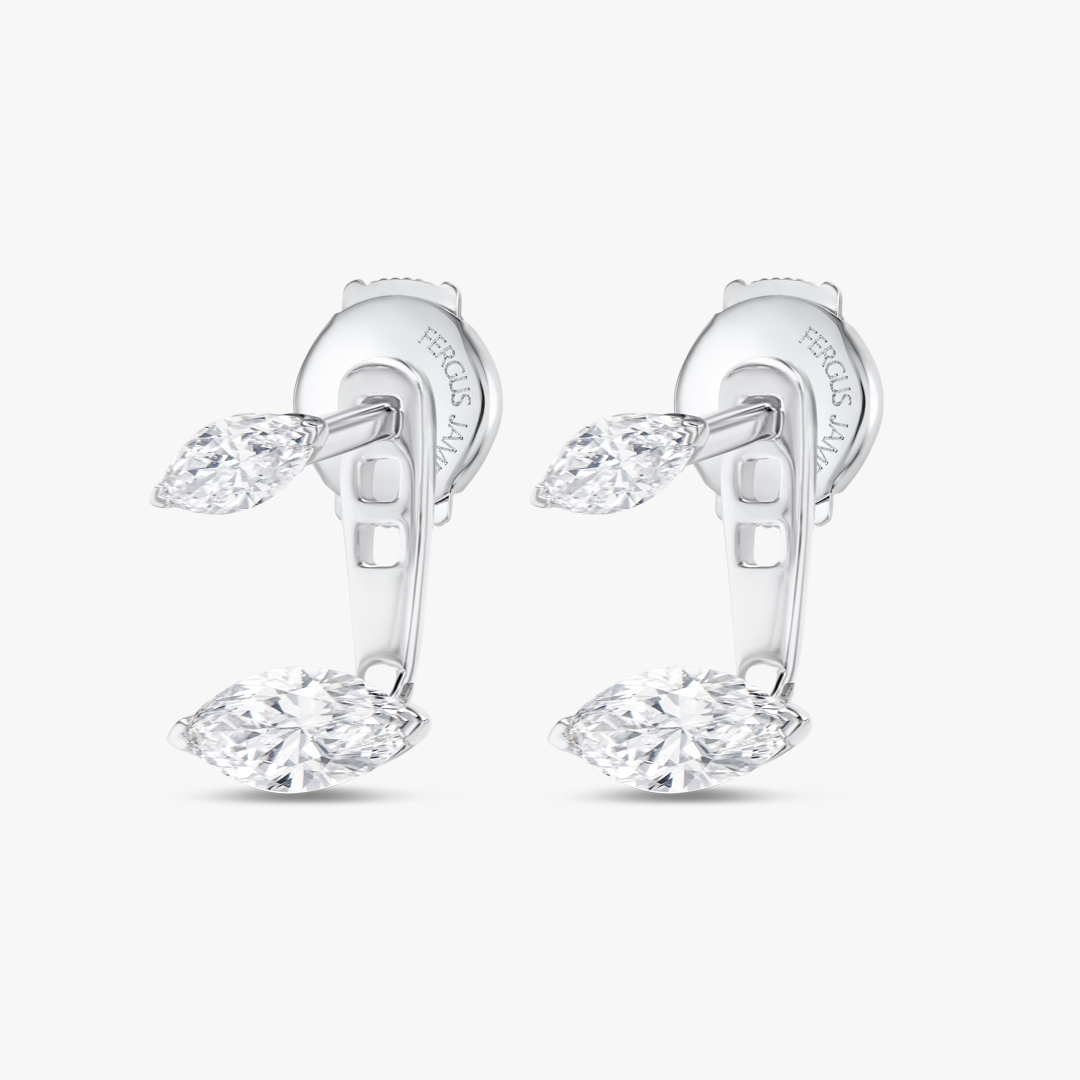 Marquise Shaped Lab-Grown Diamond Slider Earrings White Gold