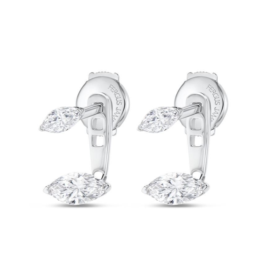 Marquise Shaped Lab-Grown Diamond Slider Earrings White Gold