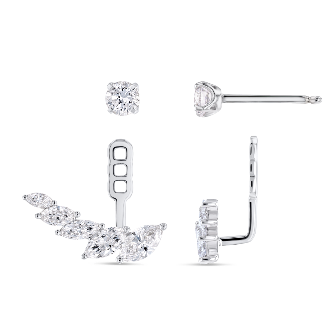 Marquise Angel Wings Lab-Grown Diamond Slider Earrings White Gold
