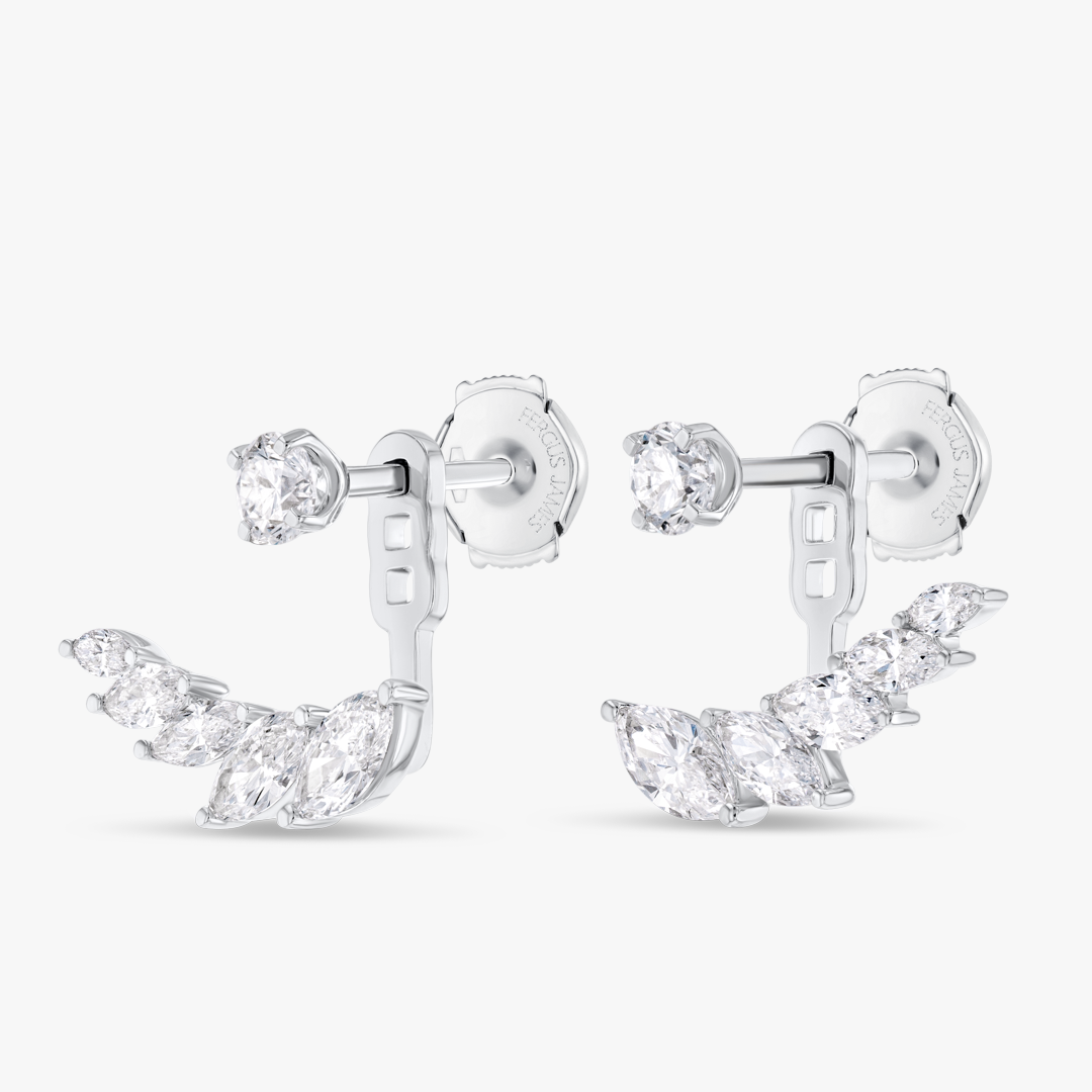Marquise Angel Wings Lab-Grown Diamond Slider Earrings White Gold