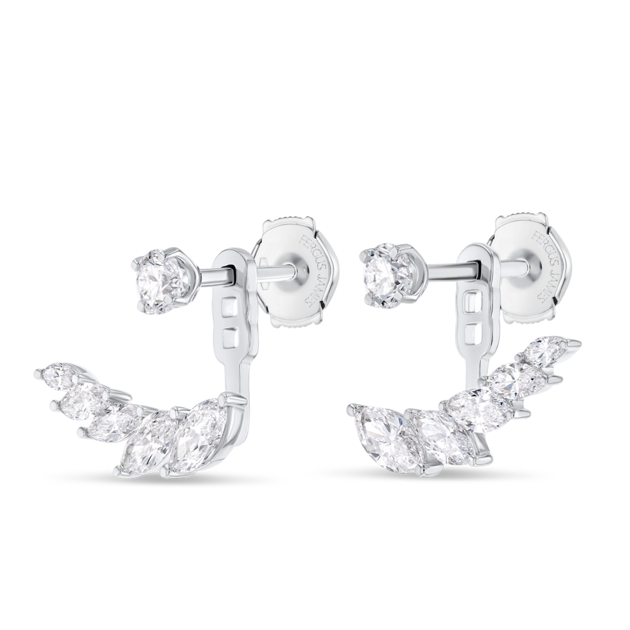 Marquise Angel Wings Lab-Grown Diamond Slider Earrings White Gold