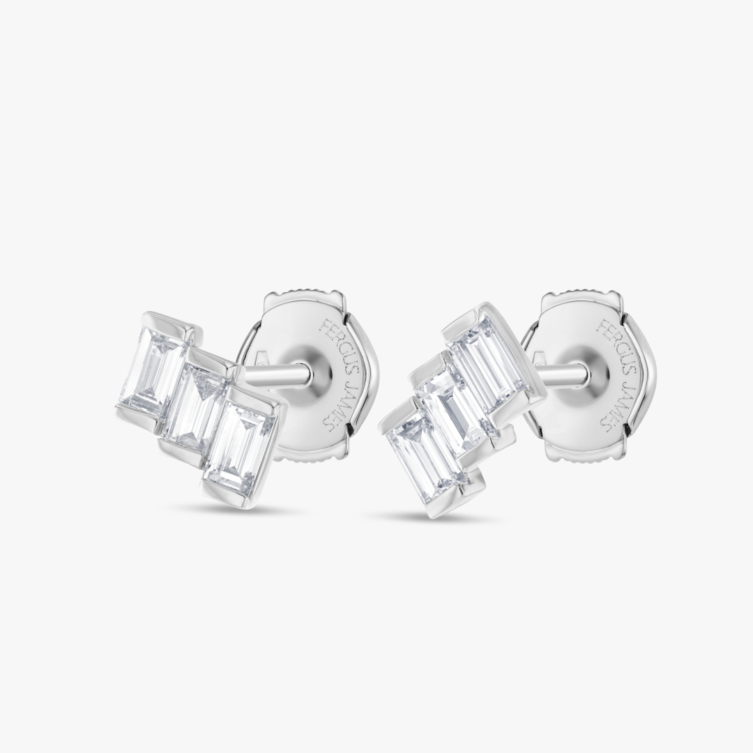 Ladder Lab-Grown Diamond Baguette Earrings White Gold