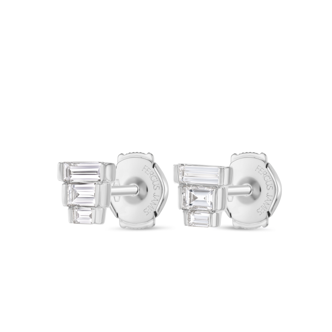 Trio Lab-Grown Diamond Baguette Earrings White Gold