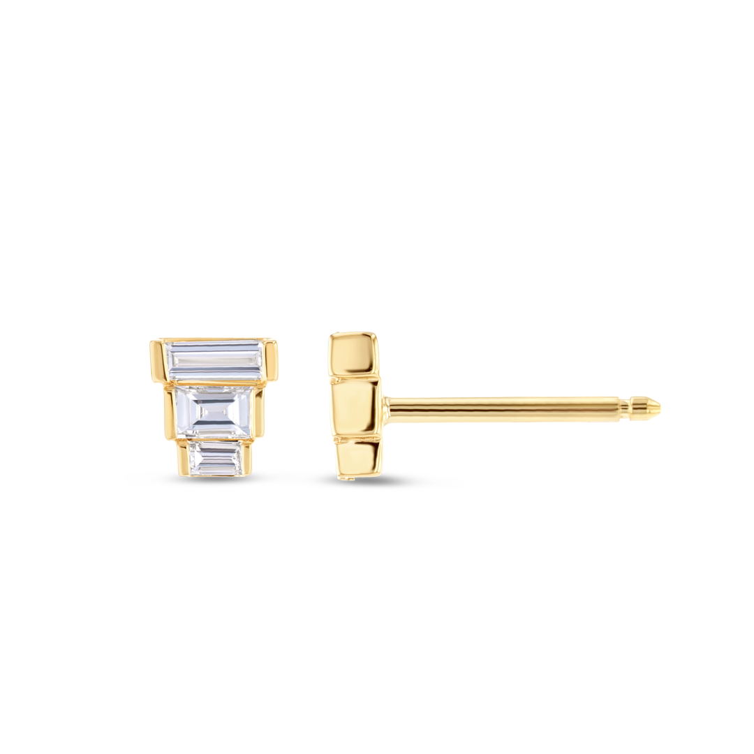 Trio Lab-Grown Diamond Baguette Earrings Yellow Gold