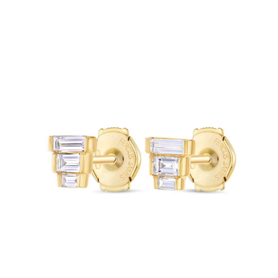 Trio Lab-Grown Diamond Baguette Earrings Yellow Gold