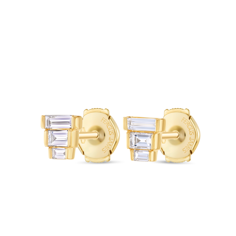 Trio Lab-Grown Diamond Baguette Earrings Yellow Gold