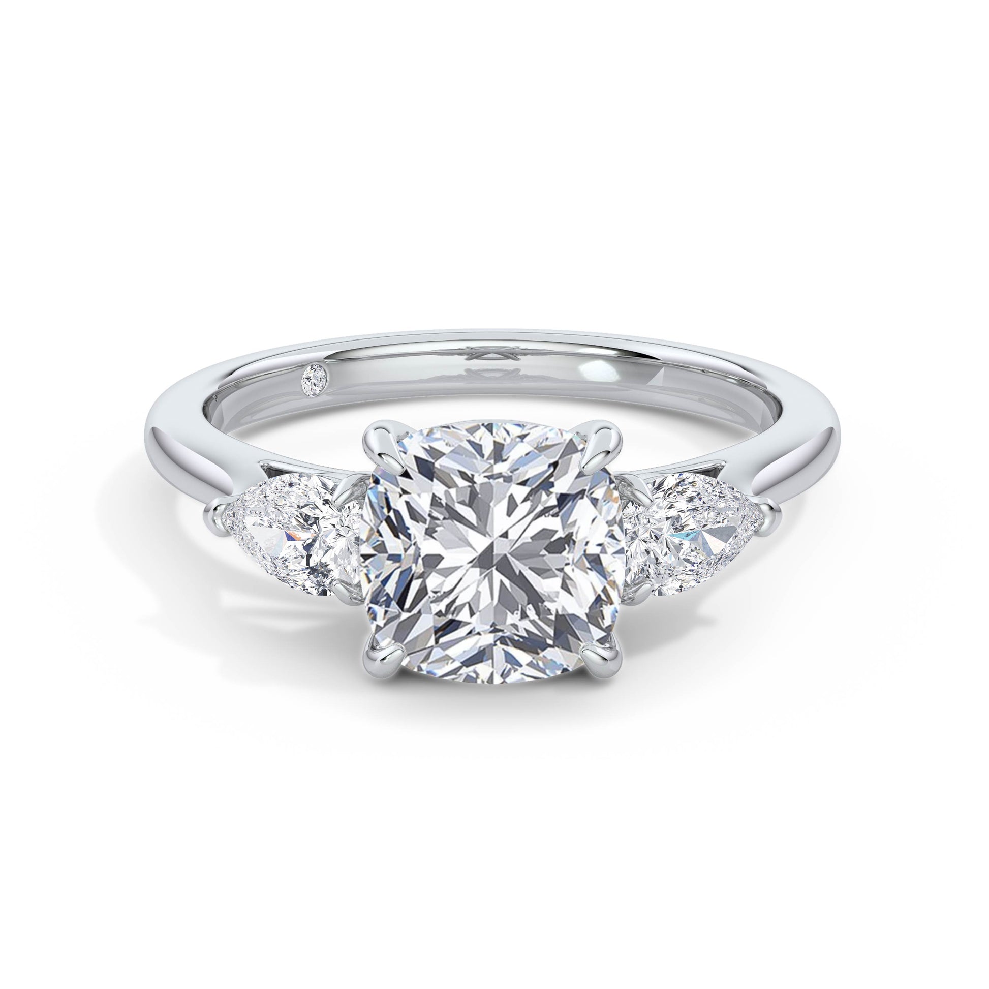 Freya 18k White Gold Cushion Trilogy