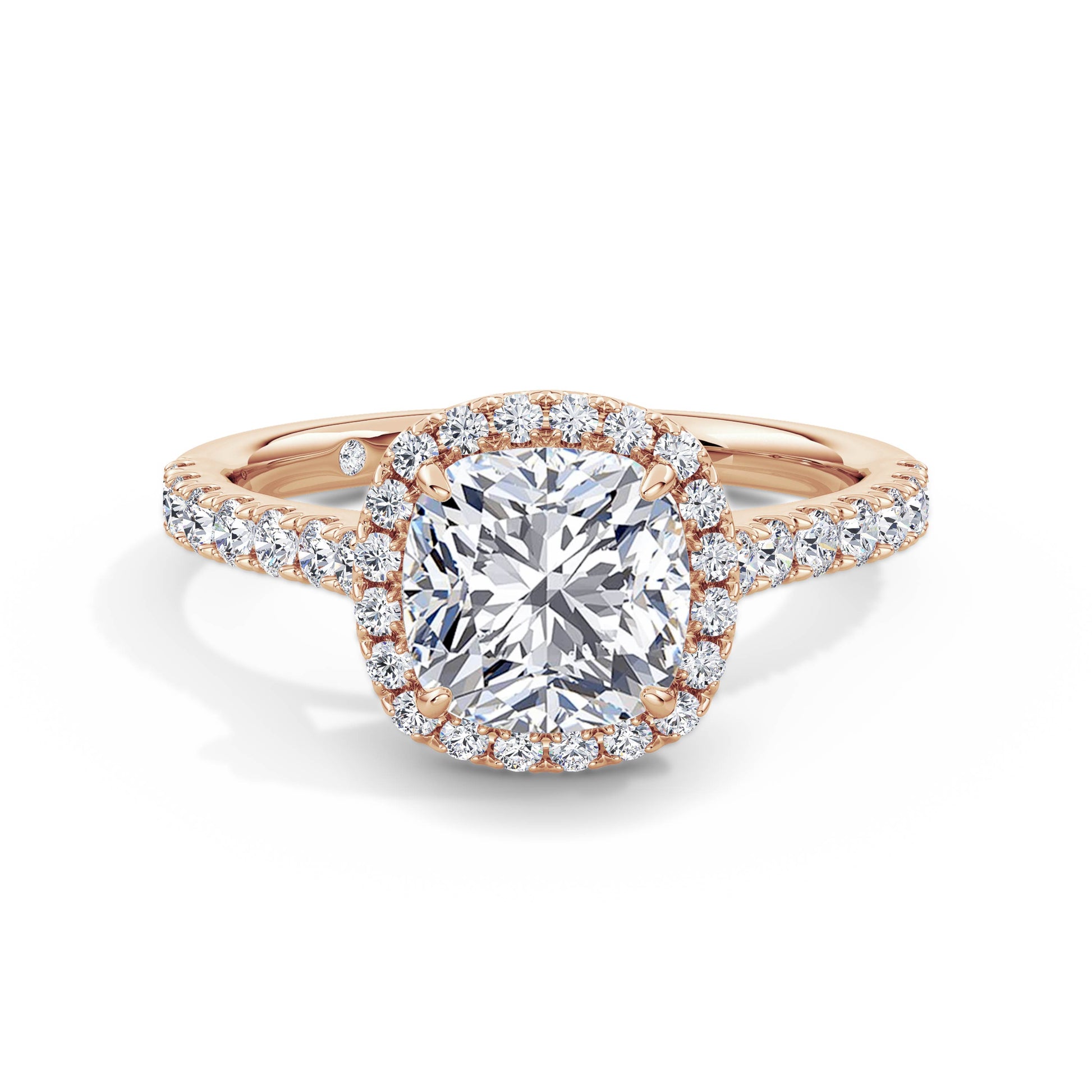 Freya 18k Rose Gold Cushion Halo