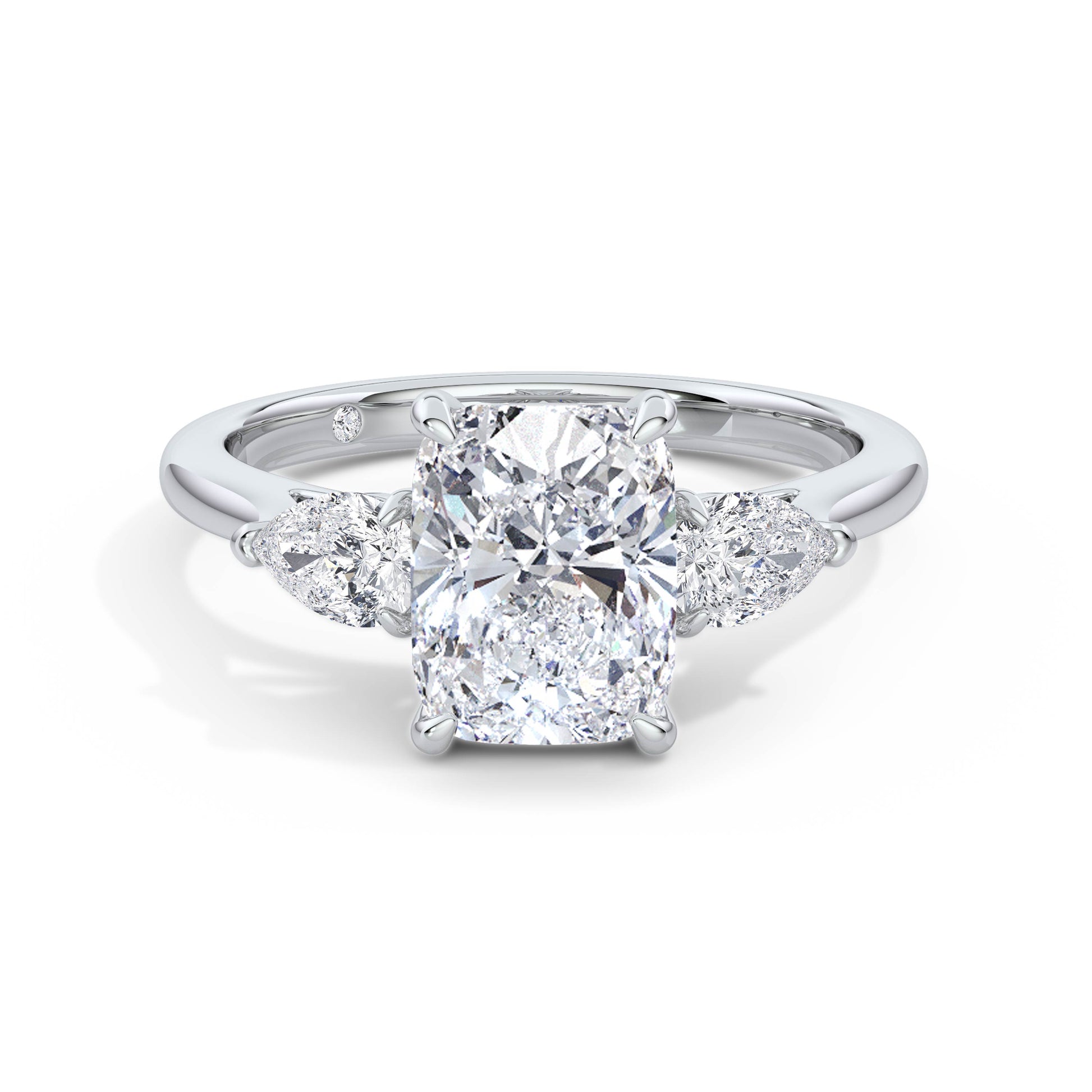Freya 18k White Gold Elongated Cushion Trilogy