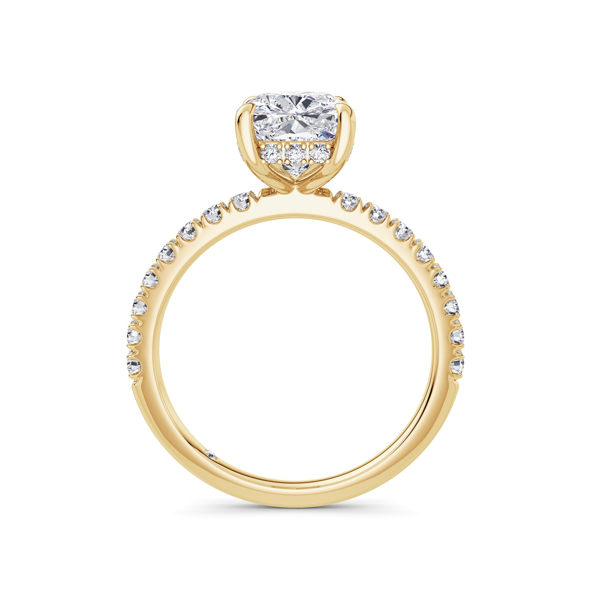 Freya 18k Yellow Gold Elongated Cushion Diamond Band