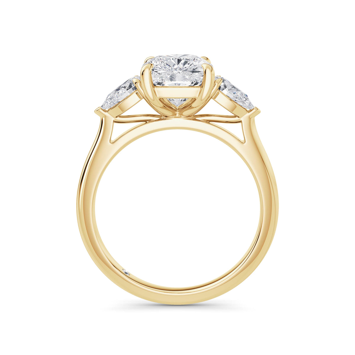 Freya 18k Yellow Gold Elongated Cushion Trilogy