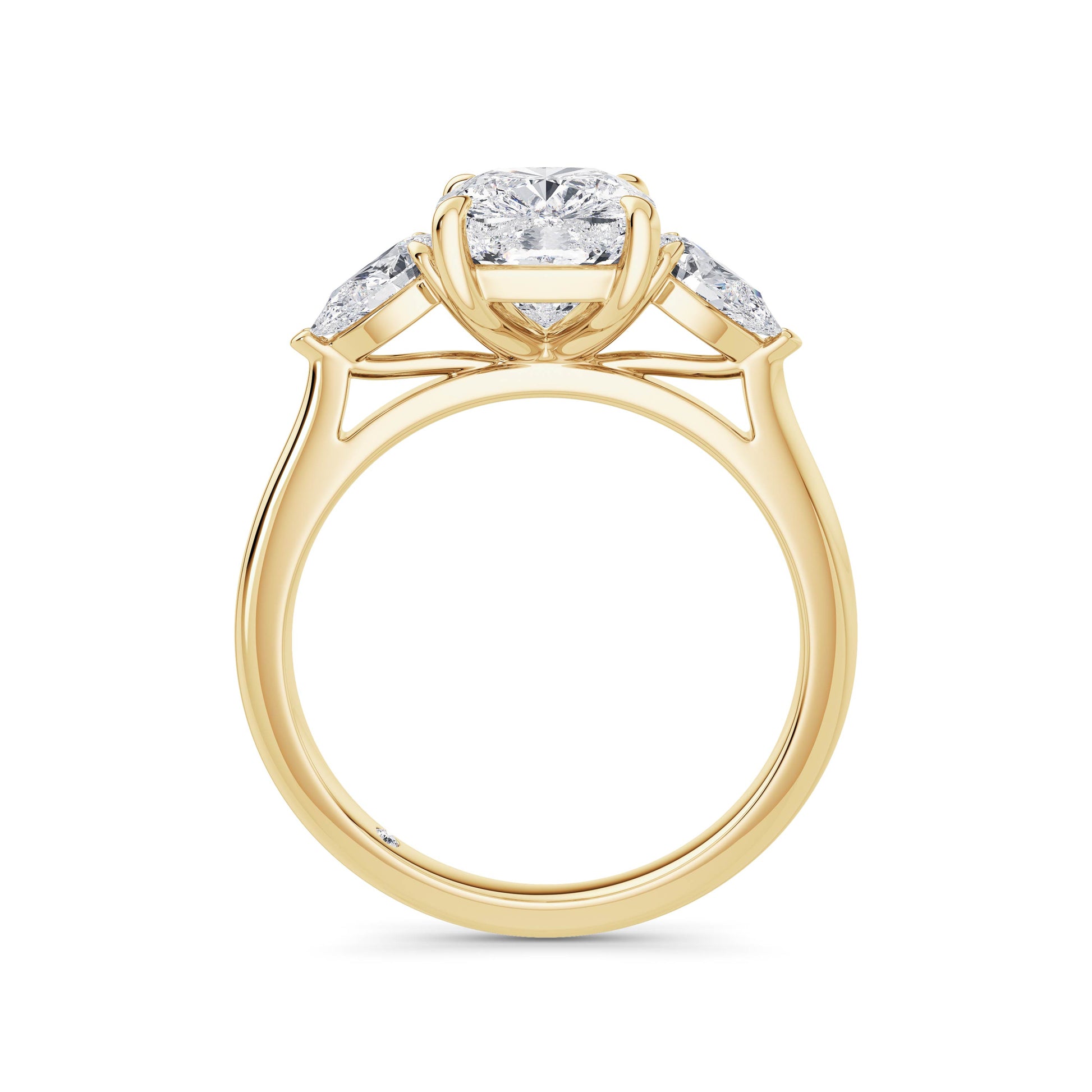 Freya 18k Yellow Gold Elongated Cushion Trilogy