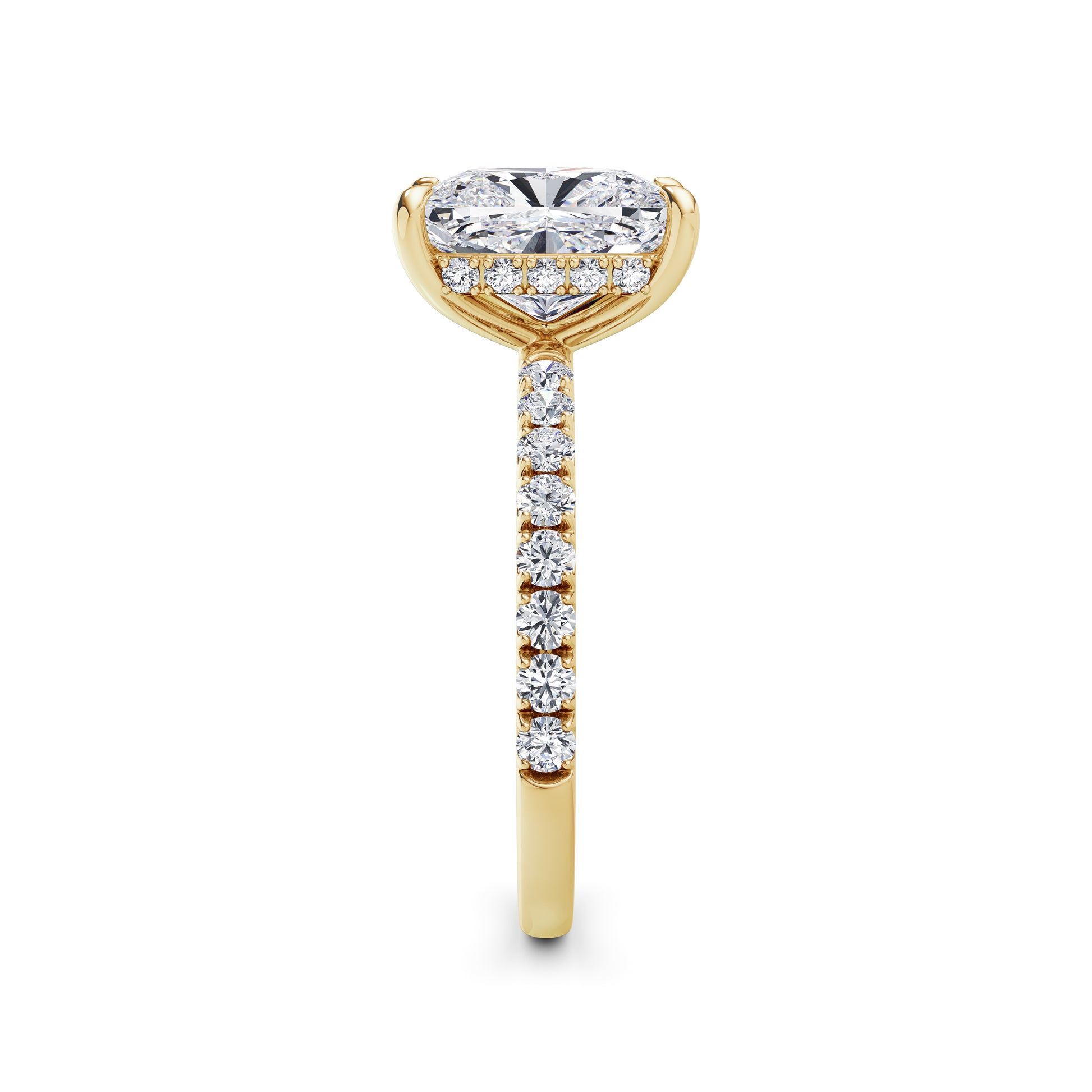 Freya 18k Yellow Gold Elongated Cushion Diamond Band