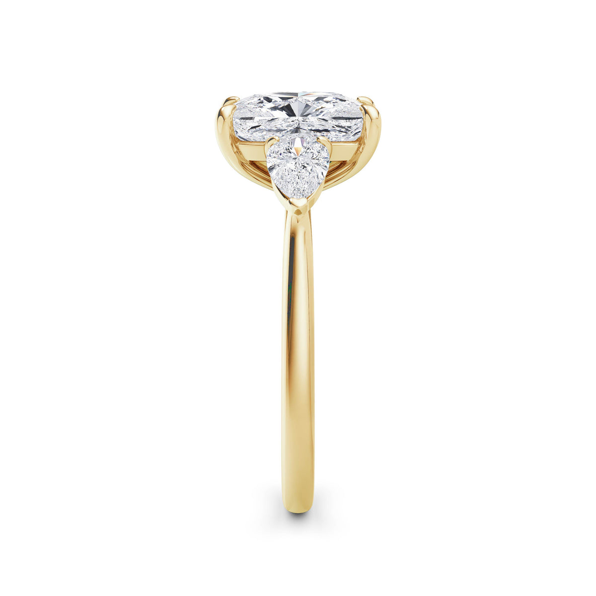 Freya 18k Yellow Gold Elongated Cushion Trilogy