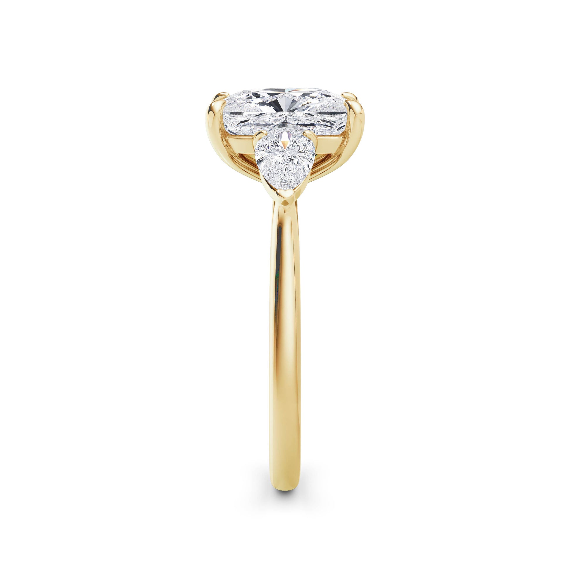 Freya 18k Yellow Gold Elongated Cushion Trilogy
