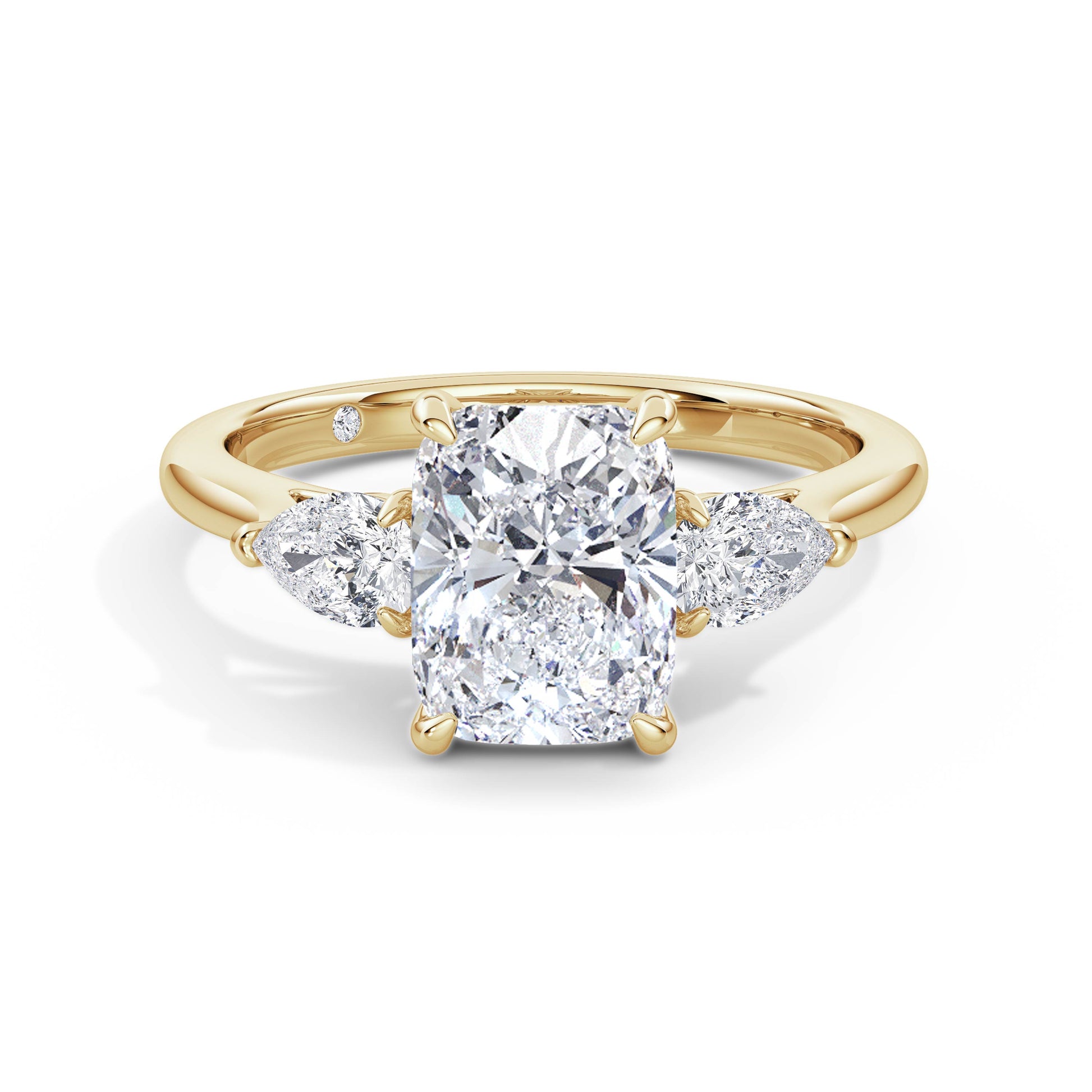 Freya 18k Yellow Gold Elongated Cushion Trilogy