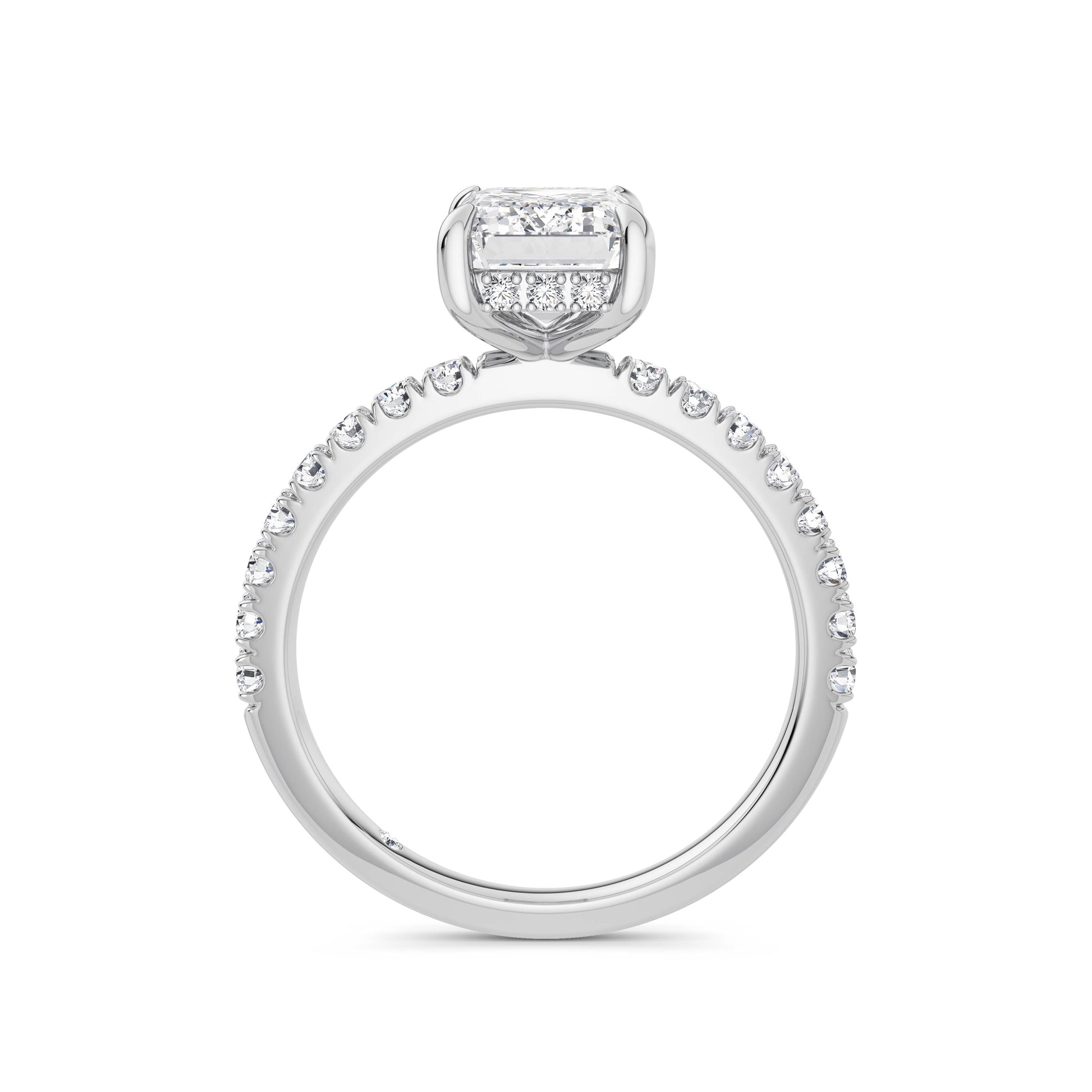 Freya 18k White Gold Emerald Diamond Band