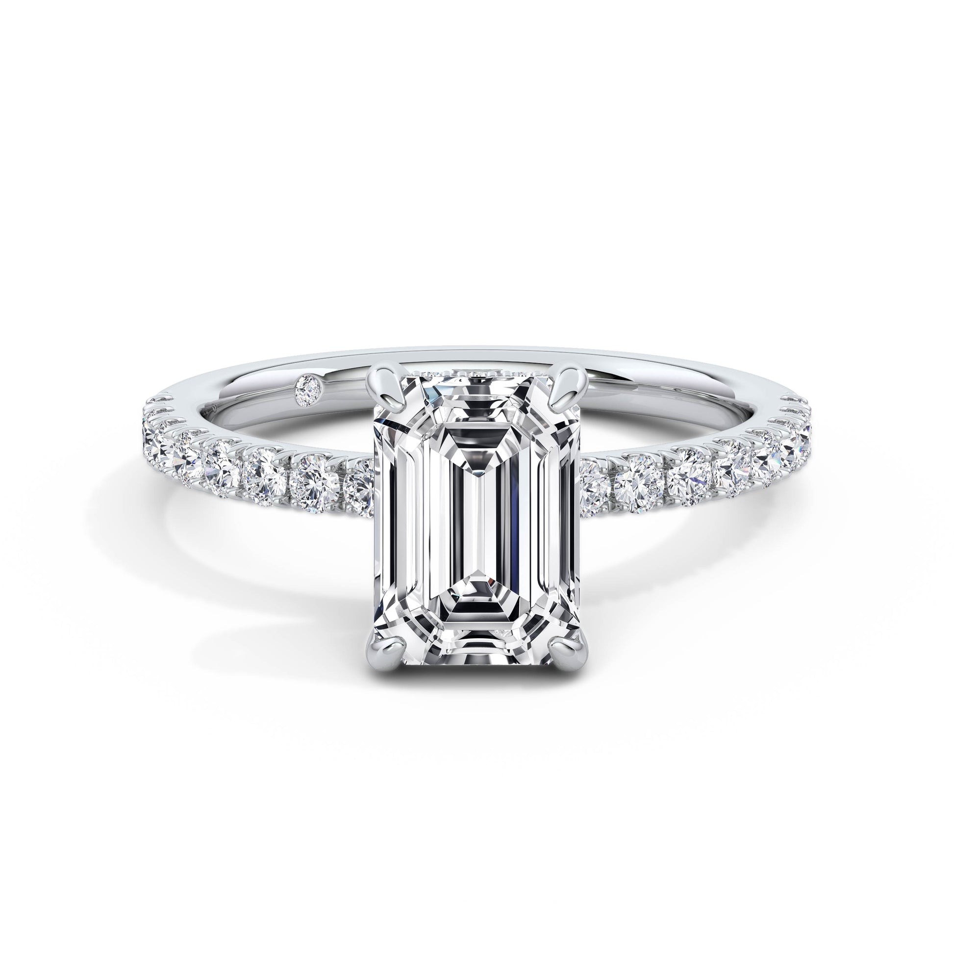 Freya 18k White Gold Emerald Diamond Band