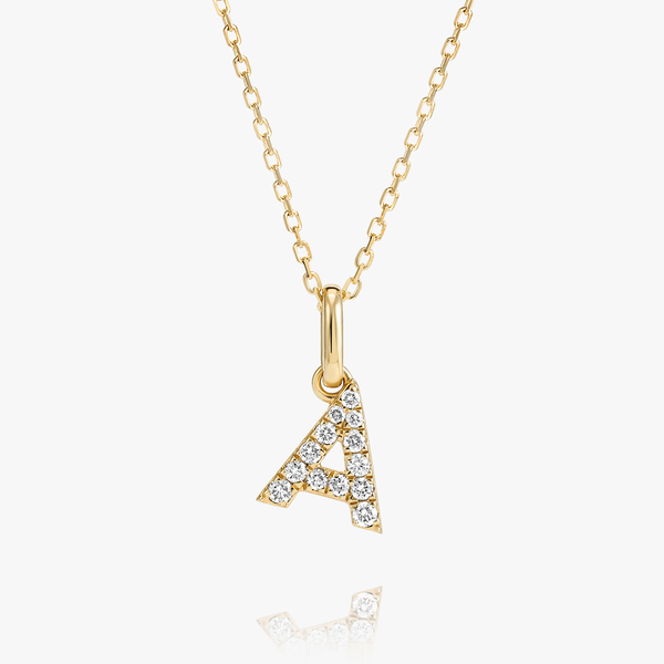 A Letter Lab-Grown Diamond Pendant Yellow Gold