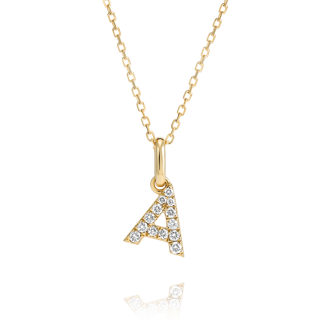 A Letter Lab-Grown Diamond Pendant Yellow Gold