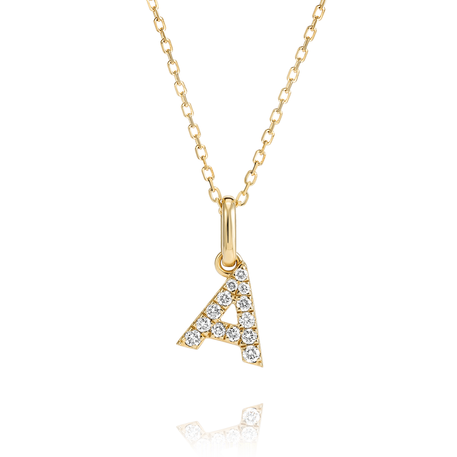 A Letter Lab-Grown Diamond Pendant Yellow Gold