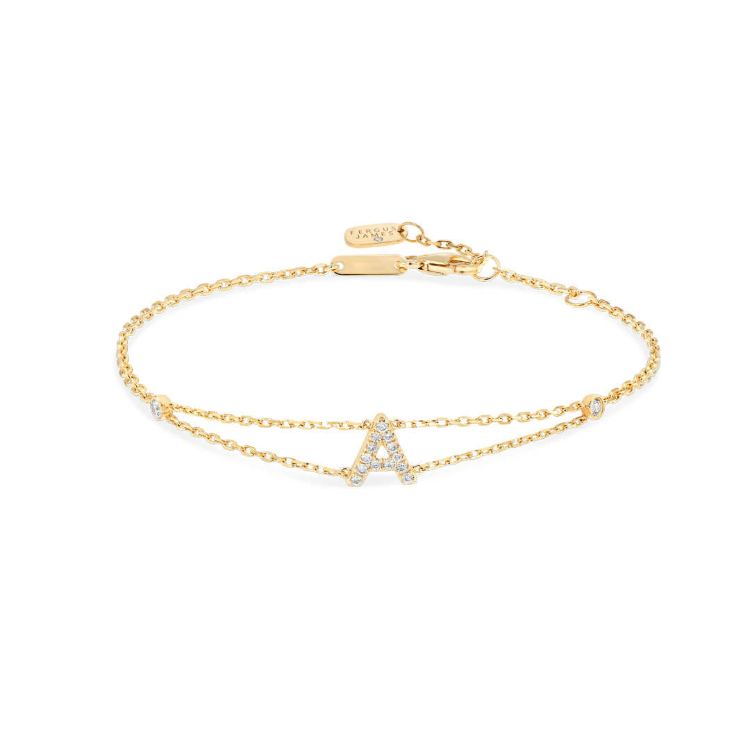 Lab-Grown Diamond Letter Bracelet Yellow Gold - A