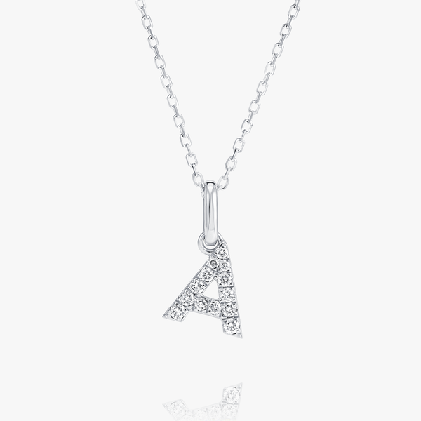 A Letter Lab-Grown Diamond Pendant White Gold
