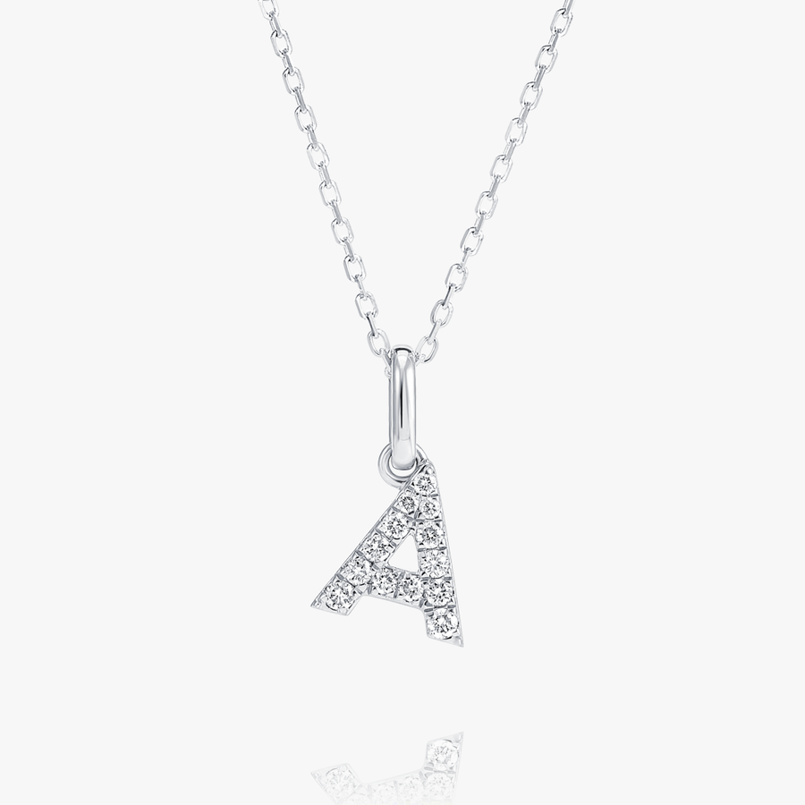 A Letter Lab-Grown Diamond Pendant White Gold