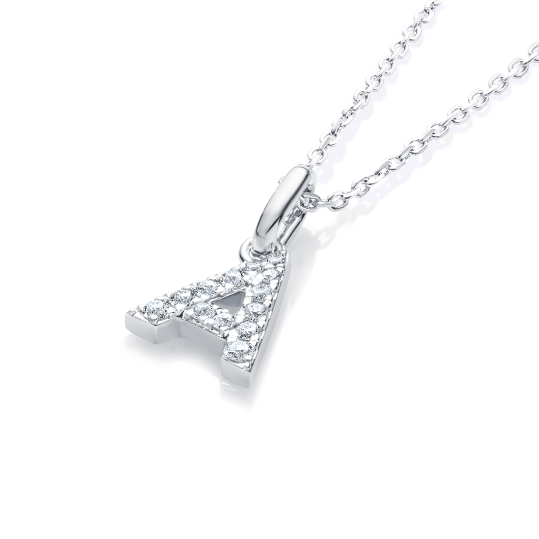 A Letter Lab-Grown Diamond Pendant White Gold
