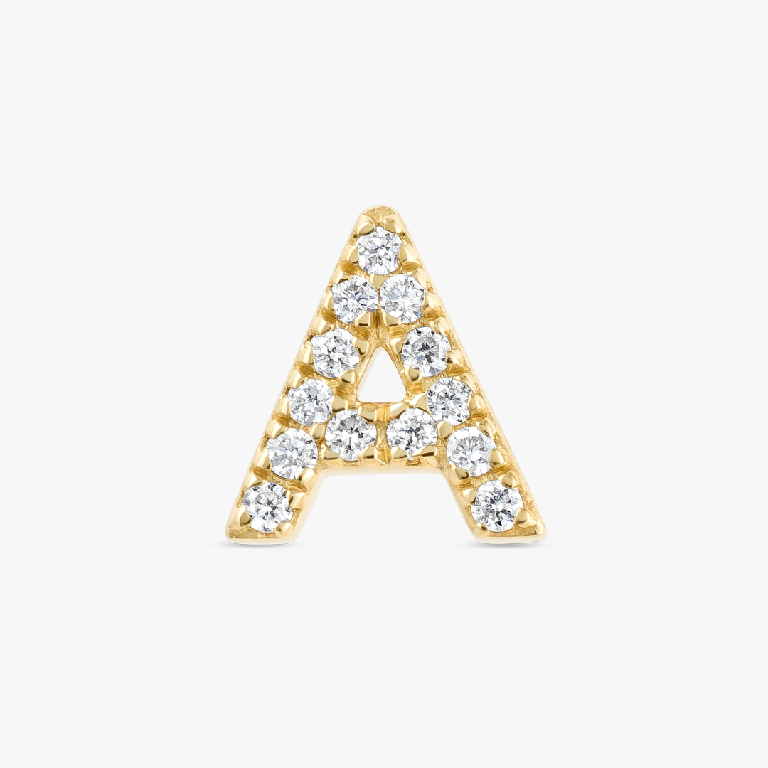 A Letter Lab-Grown Diamond Single Stud Earring Yellow Gold