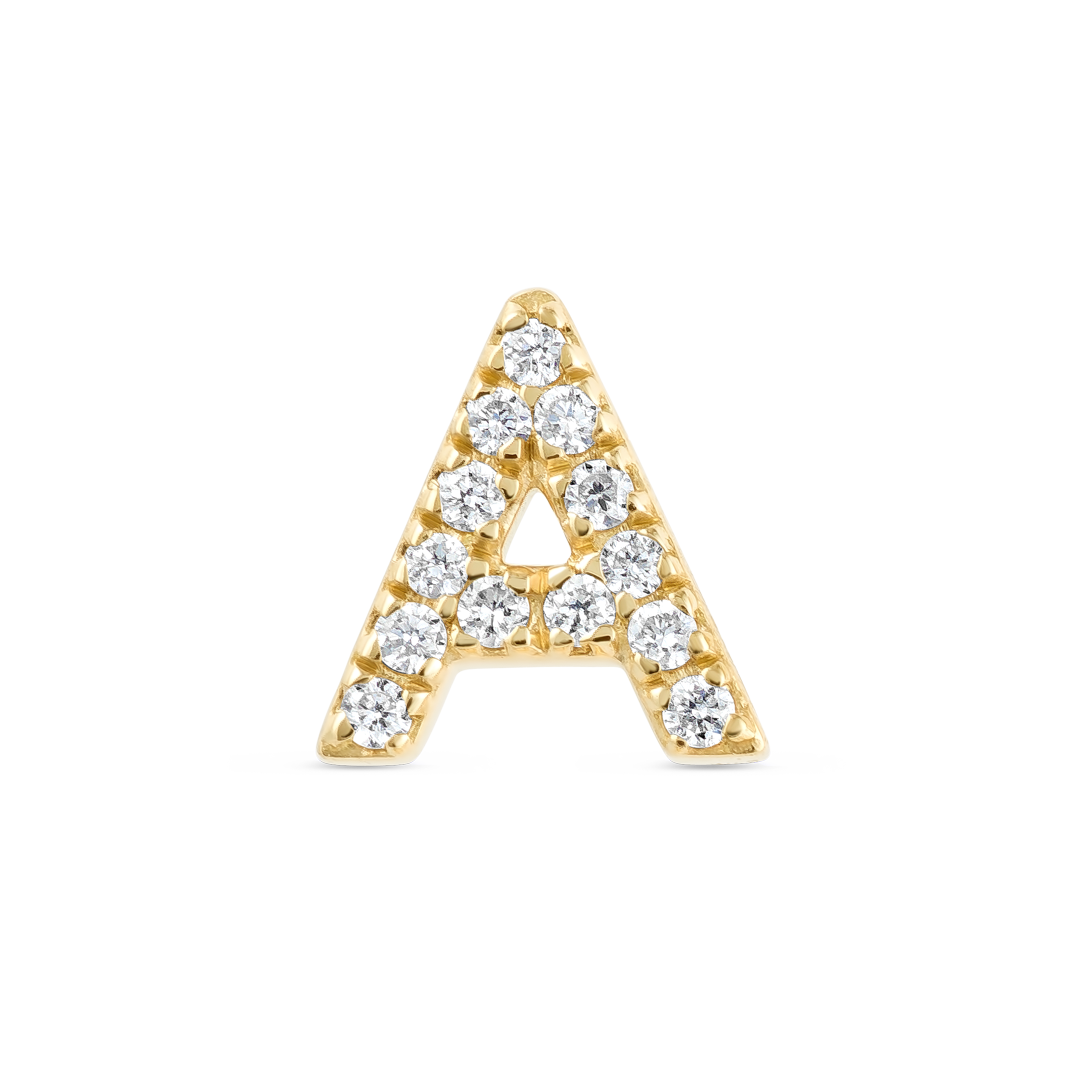 A Letter Lab-Grown Diamond Single Stud Earring Yellow Gold
