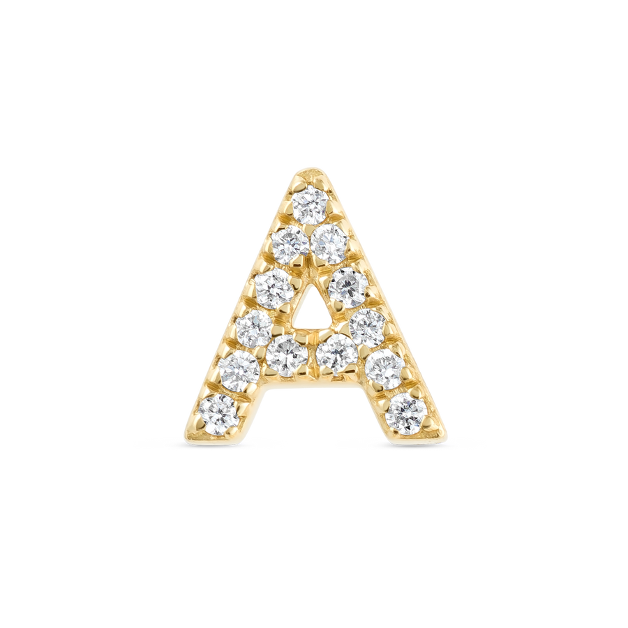 A Letter Lab-Grown Diamond Single Stud Earring Yellow Gold