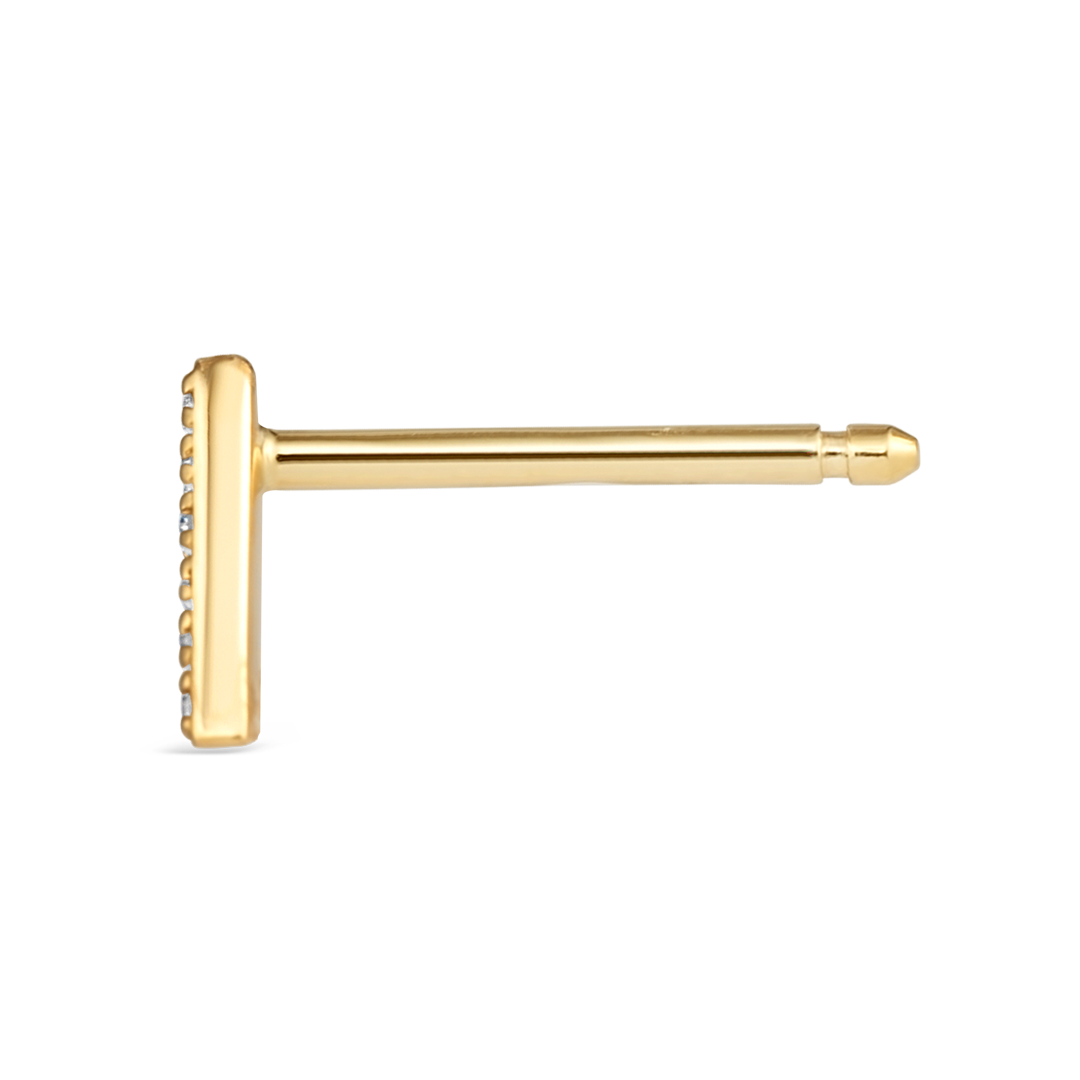 A Letter Lab-Grown Diamond Single Stud Earring Yellow Gold