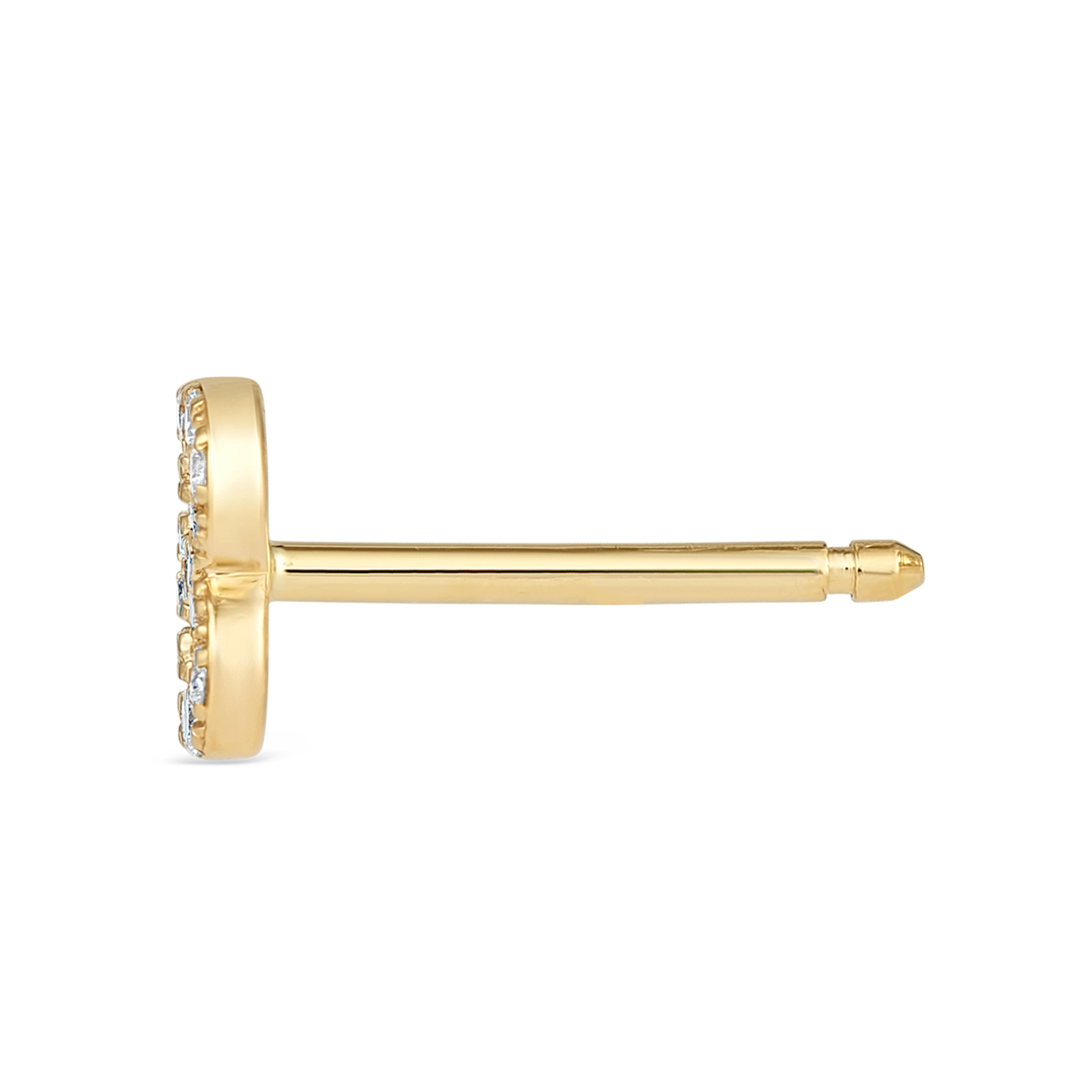 B Letter Lab-Grown Diamond Single Stud Earring Yellow Gold
