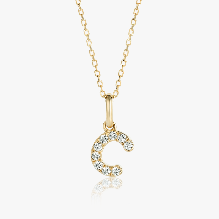 C Letter Lab-Grown Diamond Pendant Yellow Gold