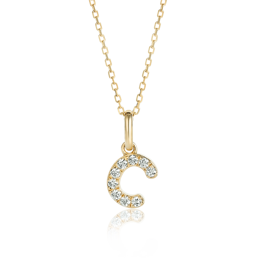 C Letter Lab-Grown Diamond Pendant Yellow Gold