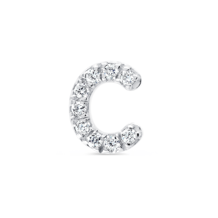C Letter Lab-Grown Diamond Single Stud Earring White Gold