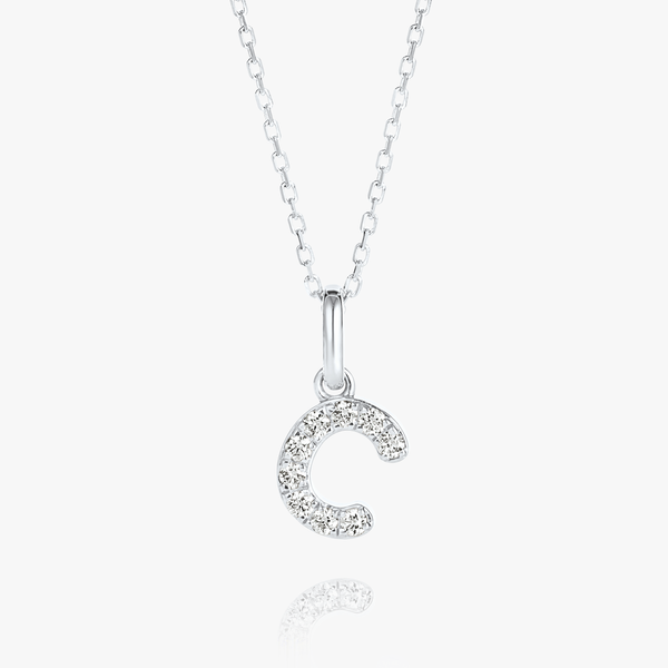 C Letter Lab-Grown Diamond Pendant White Gold