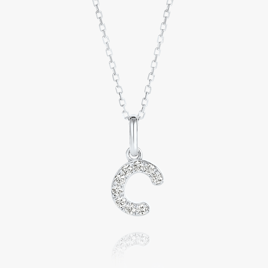 C Letter Lab-Grown Diamond Pendant White Gold