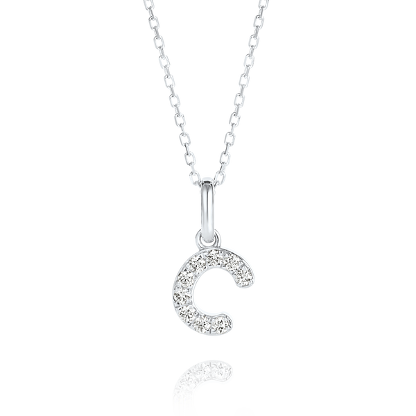 C Letter Lab-Grown Diamond Pendant White Gold