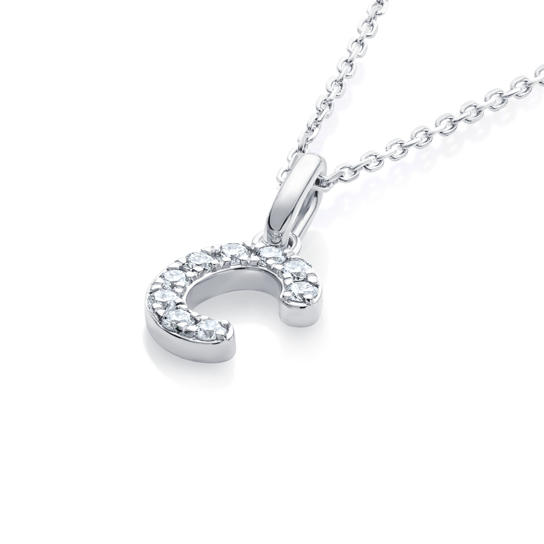 C Letter Lab-Grown Diamond Pendant White Gold