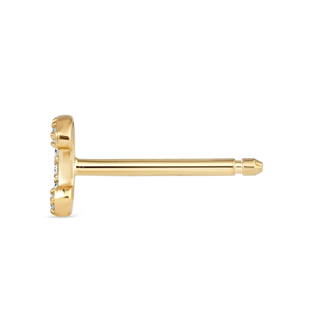 C Letter Lab-Grown Diamond Single Stud Earring Yellow Gold