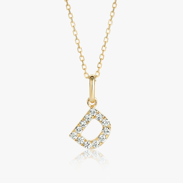 D Letter Lab-Grown Diamond Pendant Yellow Gold