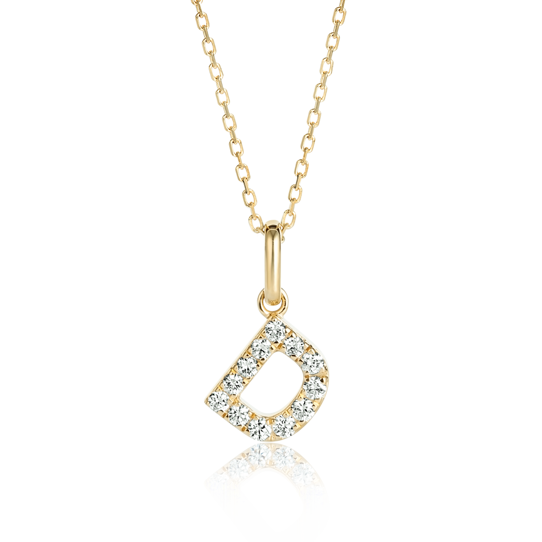D Letter Lab-Grown Diamond Pendant Yellow Gold