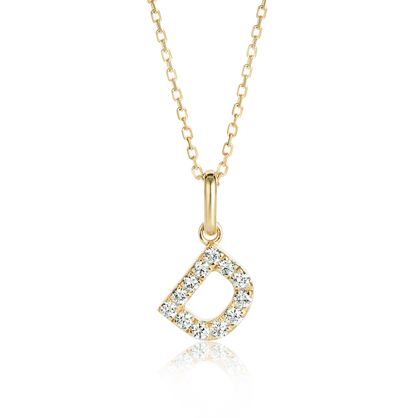 D Letter Lab-Grown Diamond Pendant Yellow Gold