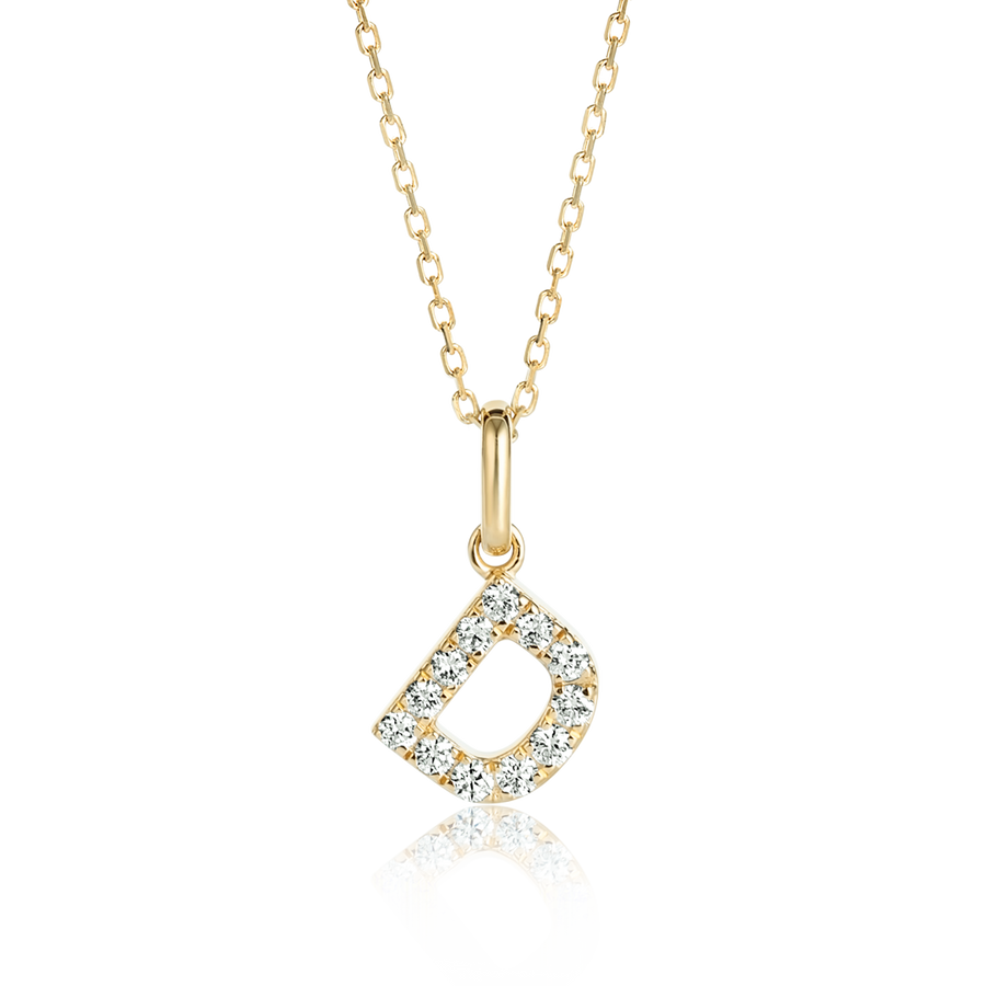 D Letter Lab-Grown Diamond Pendant Yellow Gold