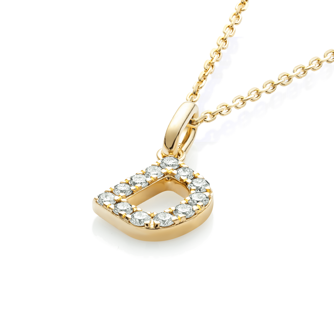 D Letter Lab-Grown Diamond Pendant Yellow Gold
