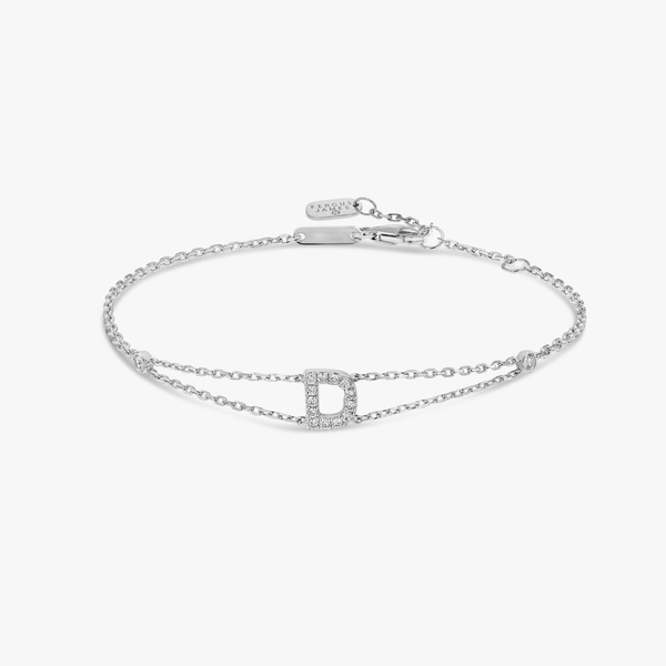 Lab-Grown Diamond Letter Bracelet White Gold - D